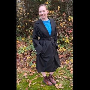 70s Diane Von Furstenberg Black Belted Trench Coat